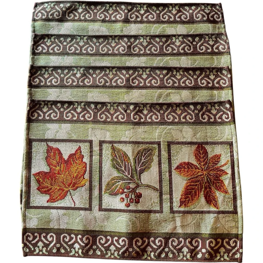 Fall Harvest Autumn Woven Tapestry Placemats Set of 4 Autumn Leaves Dinner 18